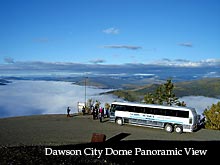 The MV Schwatka sails through historic Miles Canyon on the Yukon River. Click for more information