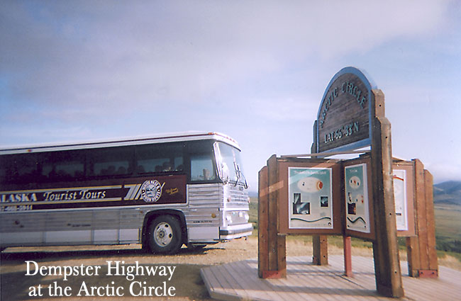 A Yukon Alaska Tourist Tours motorcoach en route from Whitehorse, Yukon to Skagway, Alaska.